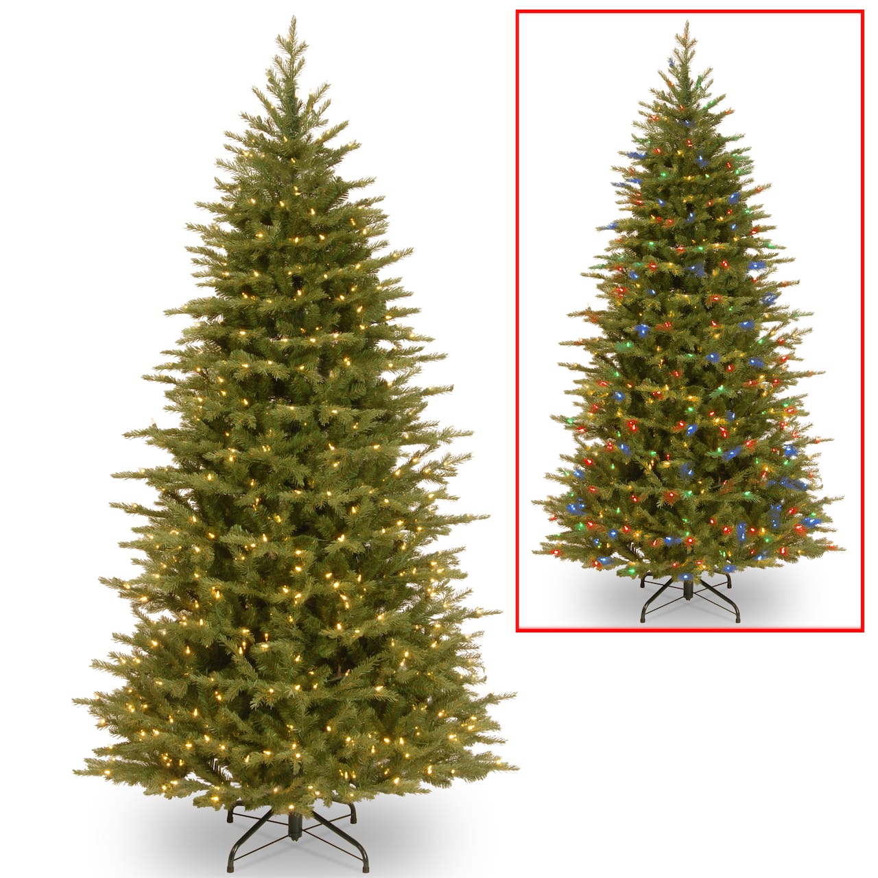 7.5 Ft. Pre-Lit Feel Real® Nordic Spruce Slim Artificial Christmas Tree, Dual Color® LED Lights